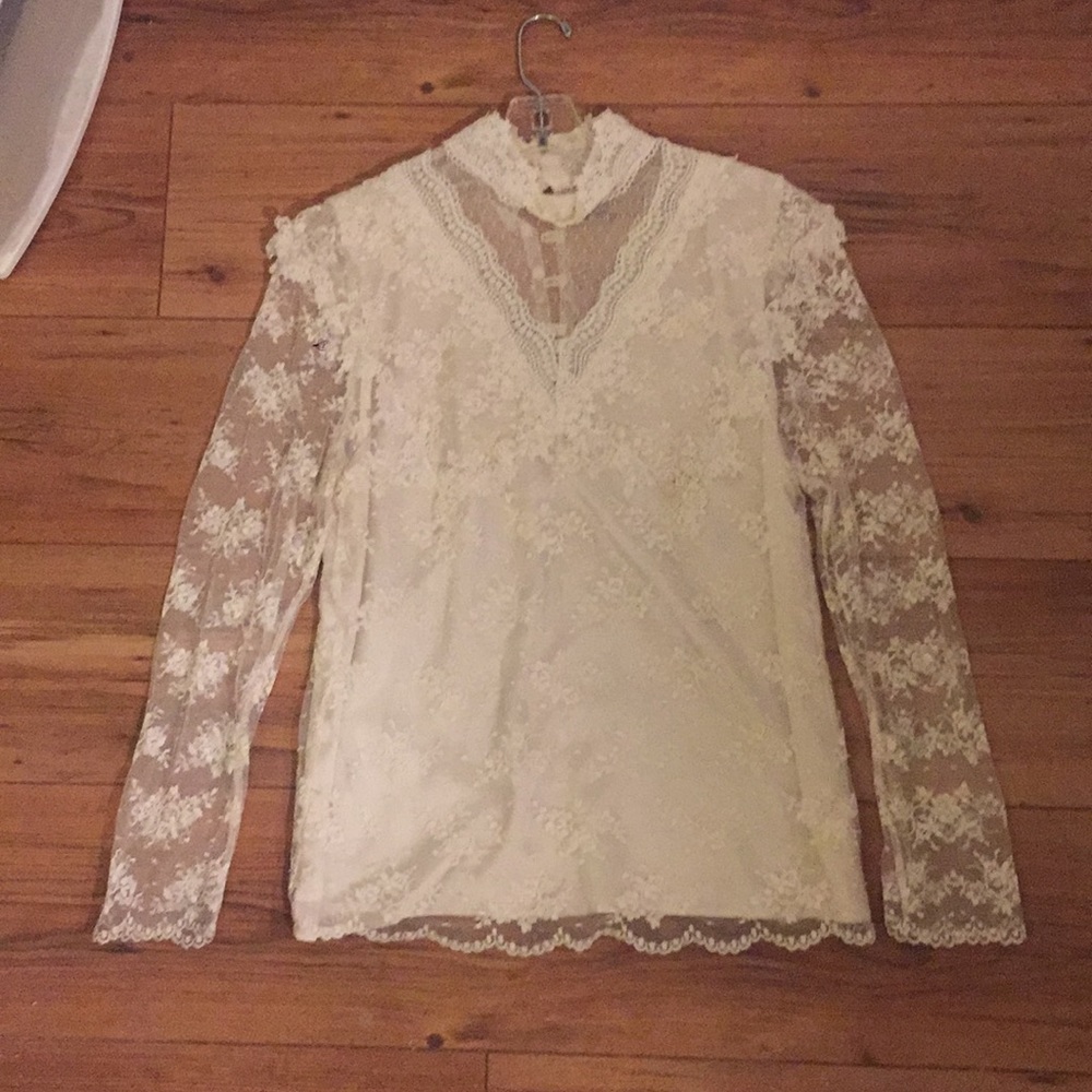 Vintage 80’s 90’s Victorian gothic lace bib lace